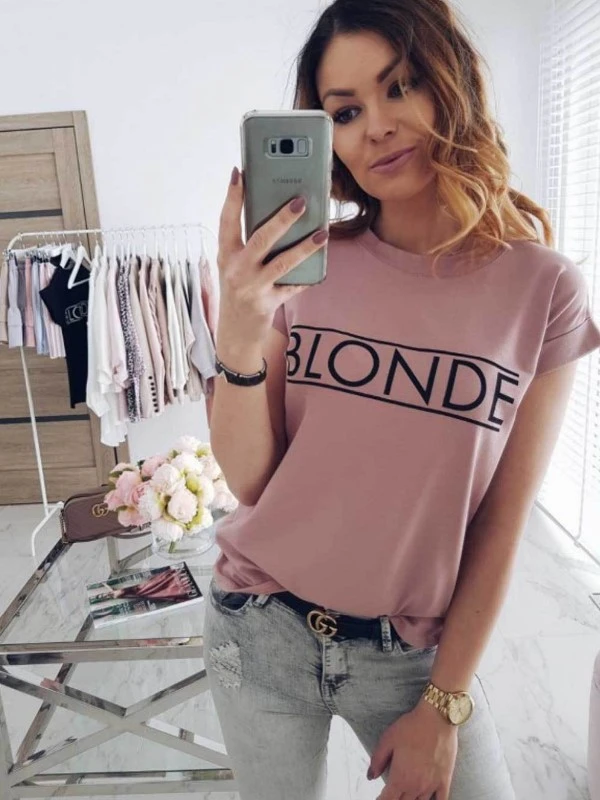 Letter printed short sleeve casual t-shirt