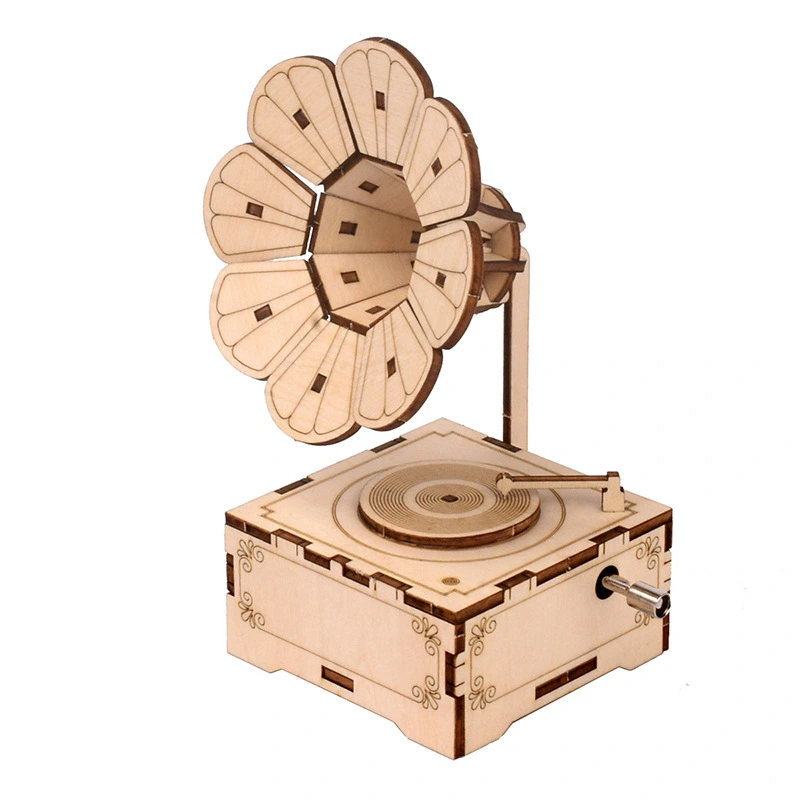 Gramophone Wooden Music Box Ornaments Retro Music Box