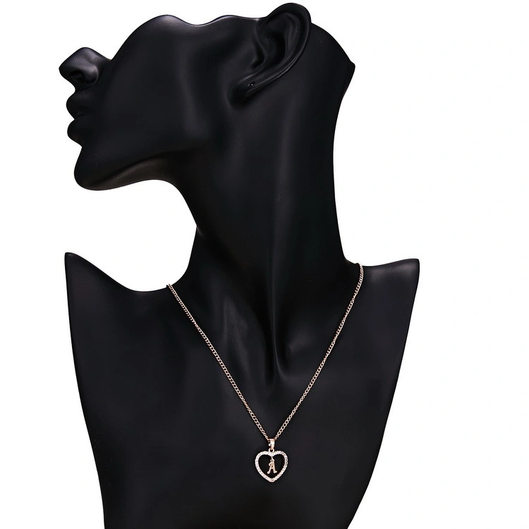 Letter chain 26 letter cutout rhinestone letter heart necklace