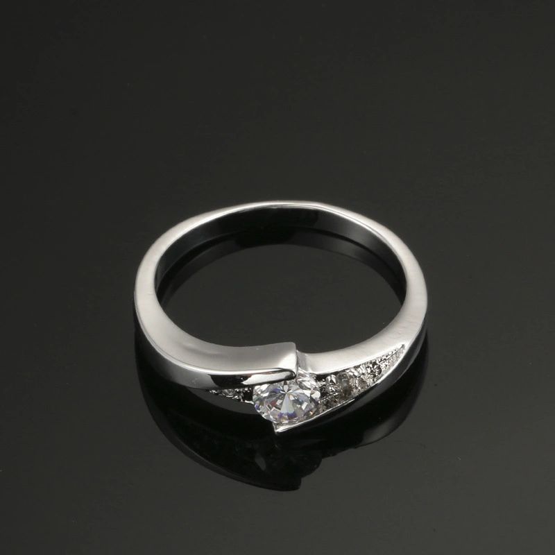 European and American popular best-selling ornaments AAA zircon plating white gold hand ornament fashion brief Engagement Wedding Ring wholesale