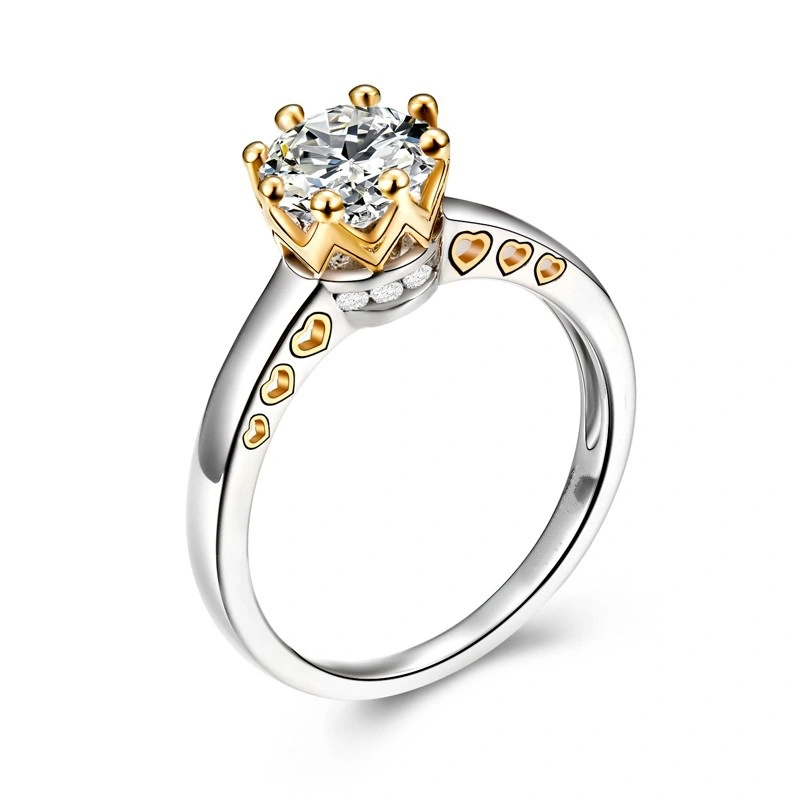 Ring Color Separation Crown Zircon Heart Shape