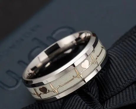 ECG Couple Carbon Fiber Ring Luminous Jewelry