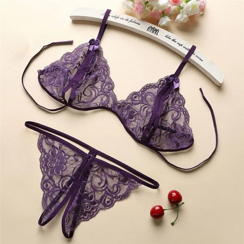Lace ultra-thin bra set