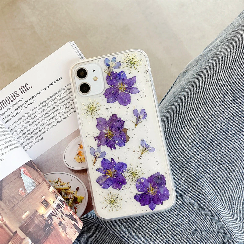 Compatible With  , Daisy Phone Case Real Flower Protective Cover