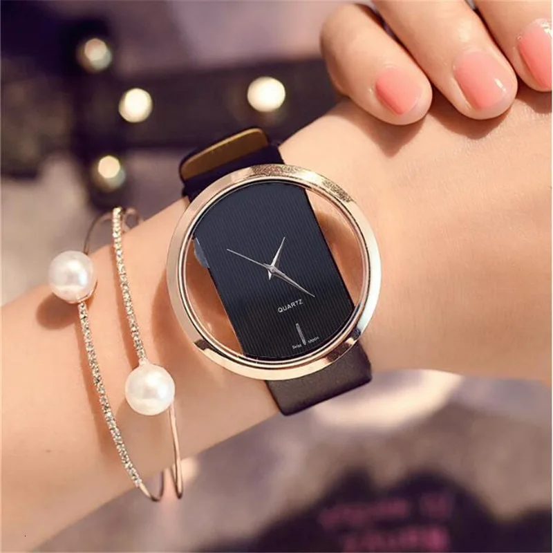 Simple watch transparent hollow personality ladies watch