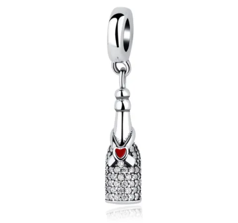 Wine bottlestyle wine bottle real silver charm