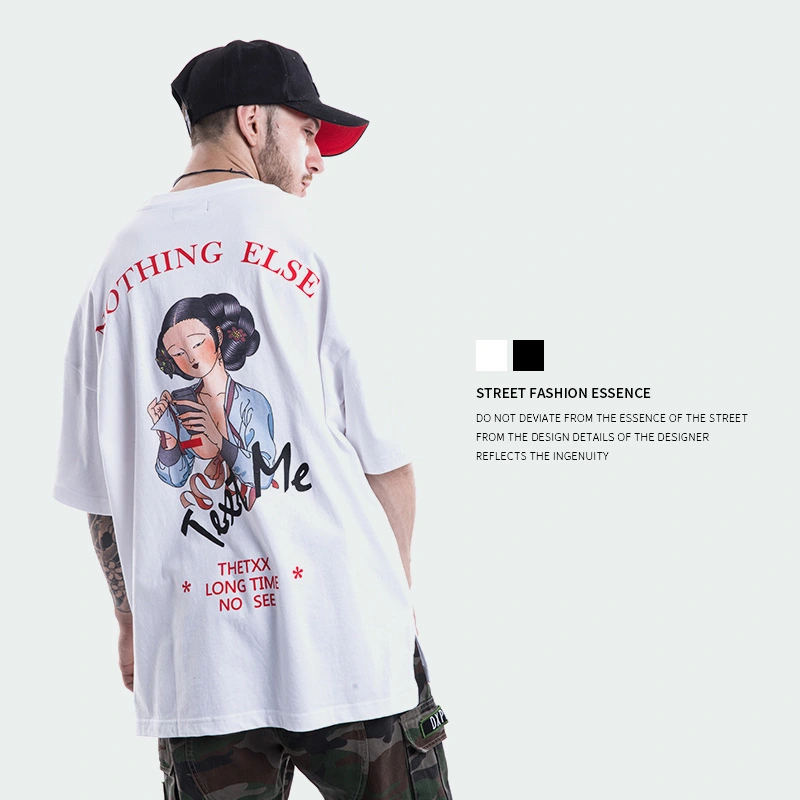Classic high street loose beauty print men's T-shirt