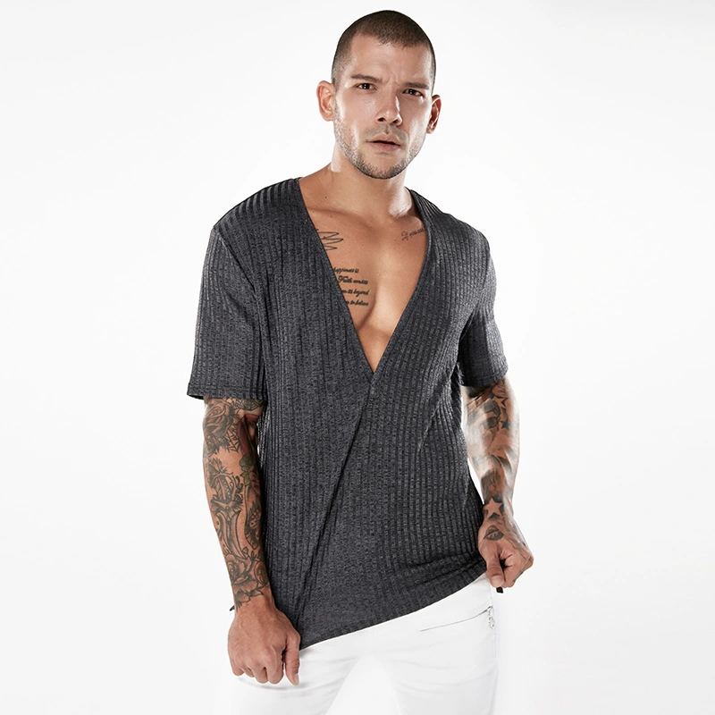 Men's Deep V Sleeveless Short Sleeve T-shirt