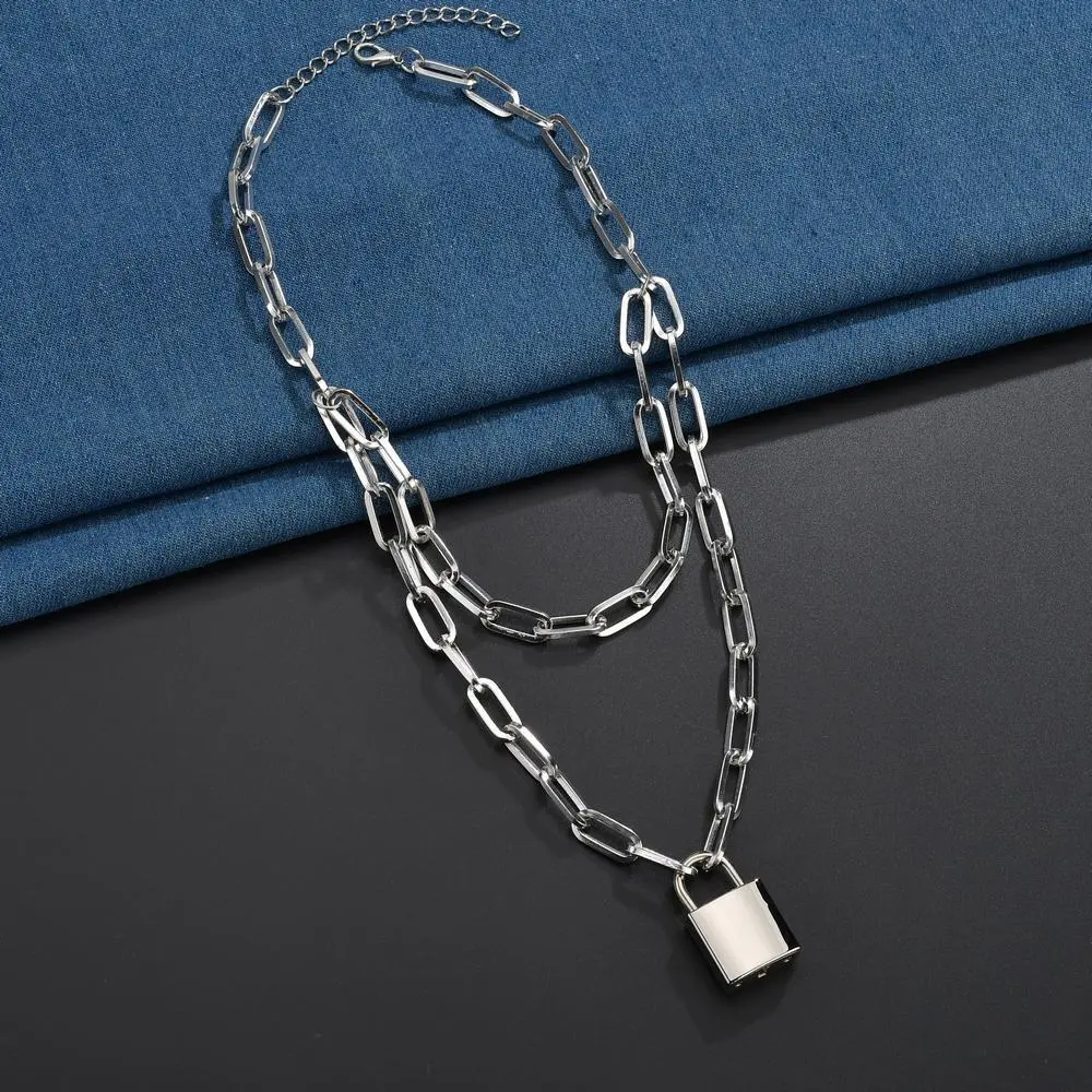 Lock-Shaped Double-Layer Thick Chain Sweater Chain