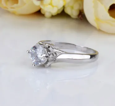 carat diamond ring double swan diamond zircon ring female ring wedding engagement white copper ring