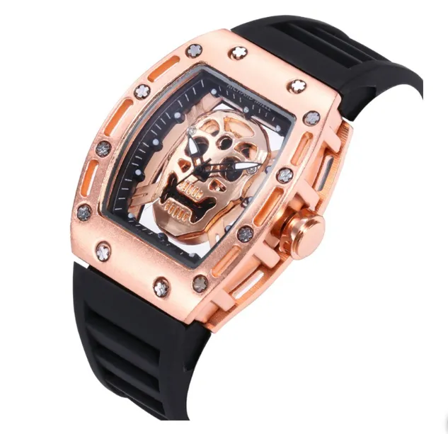 American trade express hot style leisure fashion ghost head men silica quartz PU watch