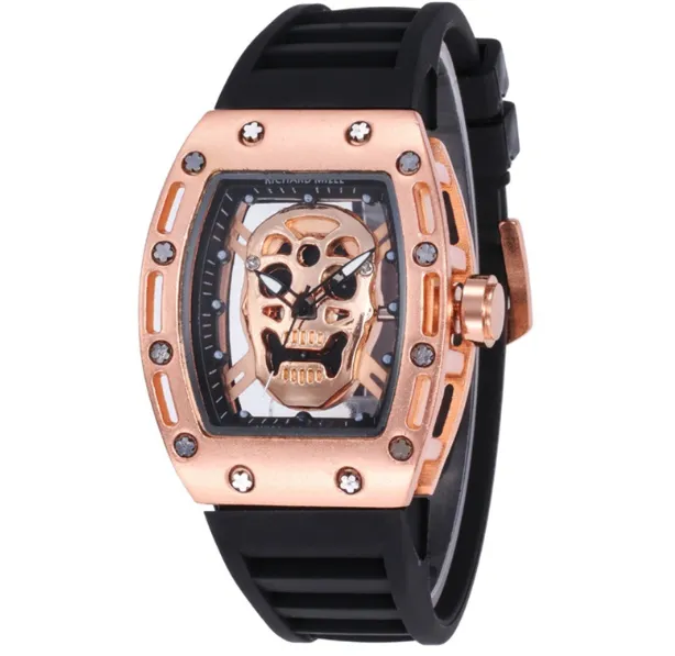American trade express hot style leisure fashion ghost head men silica quartz PU watch