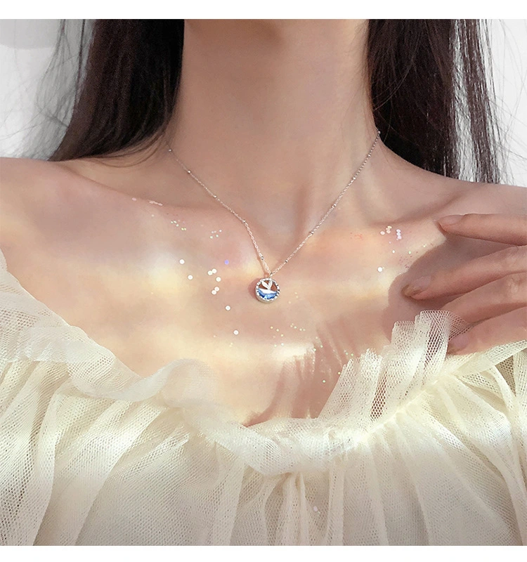 Sterling Silver Necklace Mermaid Tears Fashion Blue Clavicle Chain Simple Sweet Jewelry