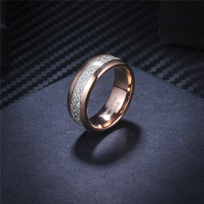 Rose Gold Meteorite Inlay Ring