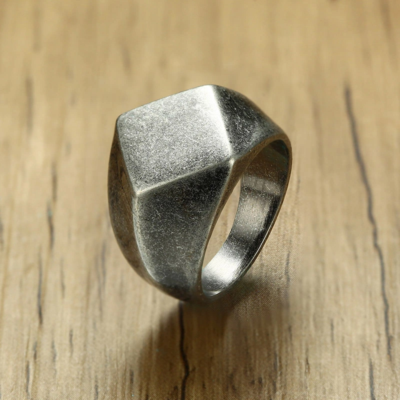 Simple diamond shaped stainless steel ring