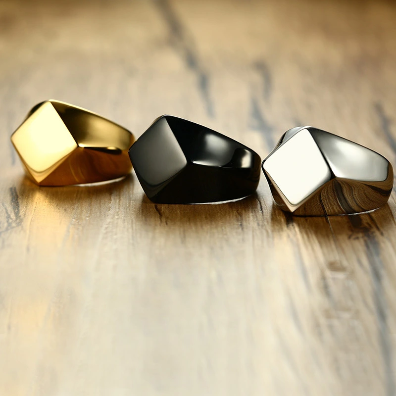 Simple diamond shaped stainless steel ring