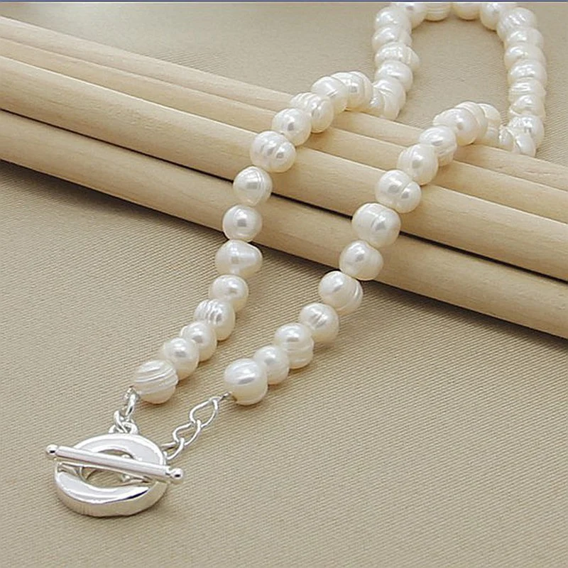 Korean Version Of Silver-plated TO Pearl Necklace