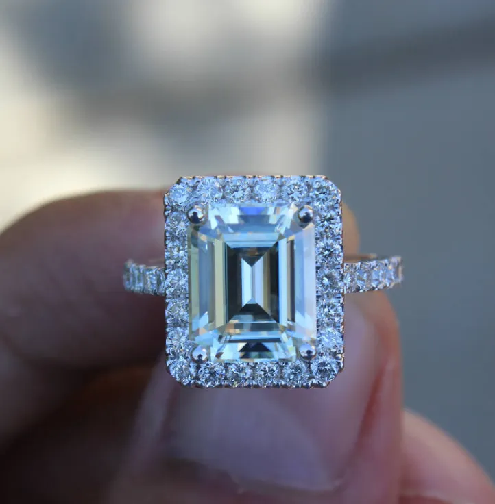 New 3.5 Carat Simulation Diamond Rectangular Princess Ring Female Fashion Engagement Ring