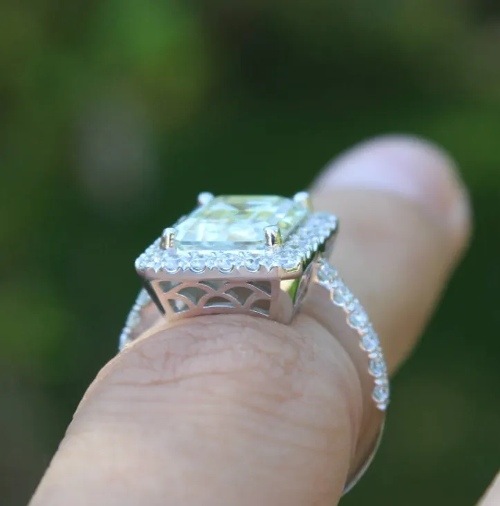 New 3.5 Carat Simulation Diamond Rectangular Princess Ring Female Fashion Engagement Ring