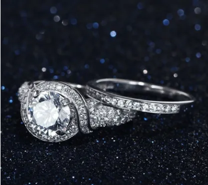 European and American fashion ladies ring set zircon ring