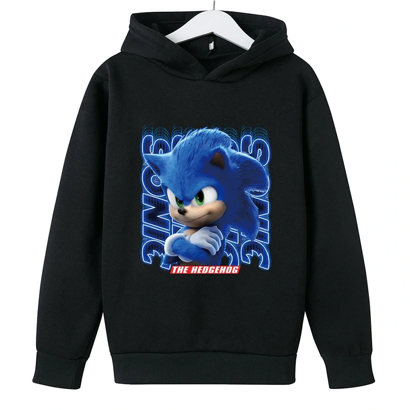 Sonic The Hedgehog Cartoon Print Small Children's Children's Sweater Top Clothes Medium and Large Children's Clothes