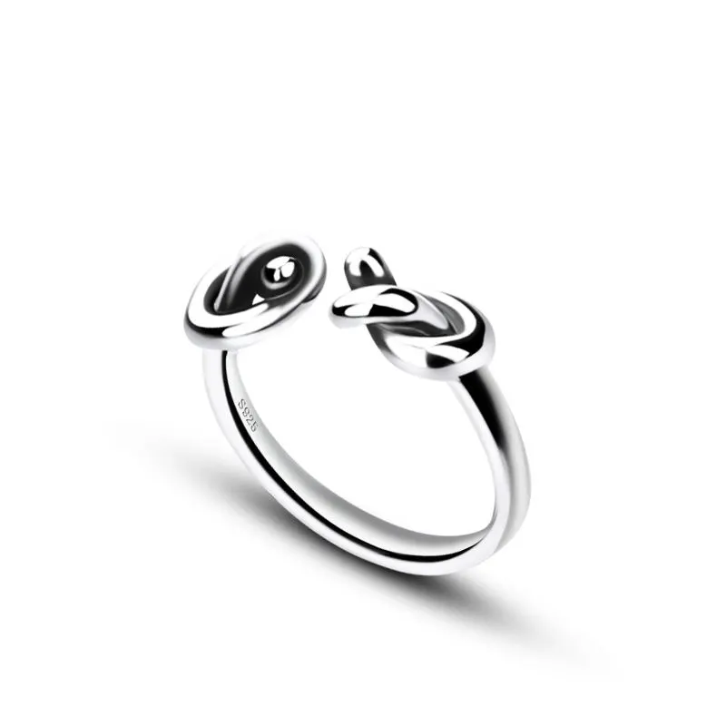 Sterling silver ring lady personality knot