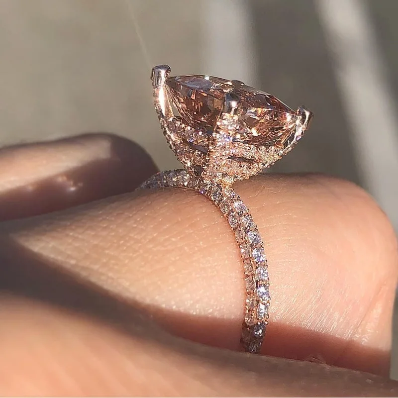 Square Super   Zircon Ring European And American Retro Temperament Female Ring