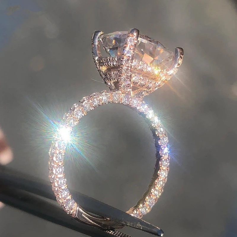 Square Super   Zircon Ring European And American Retro Temperament Female Ring