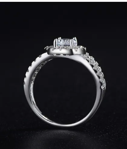 Round zircon flower ring simple fashion ring female