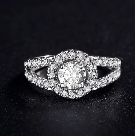 Round zircon flower ring simple fashion ring female