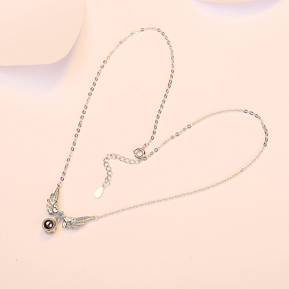 Female Angel Wing Projection Necklace