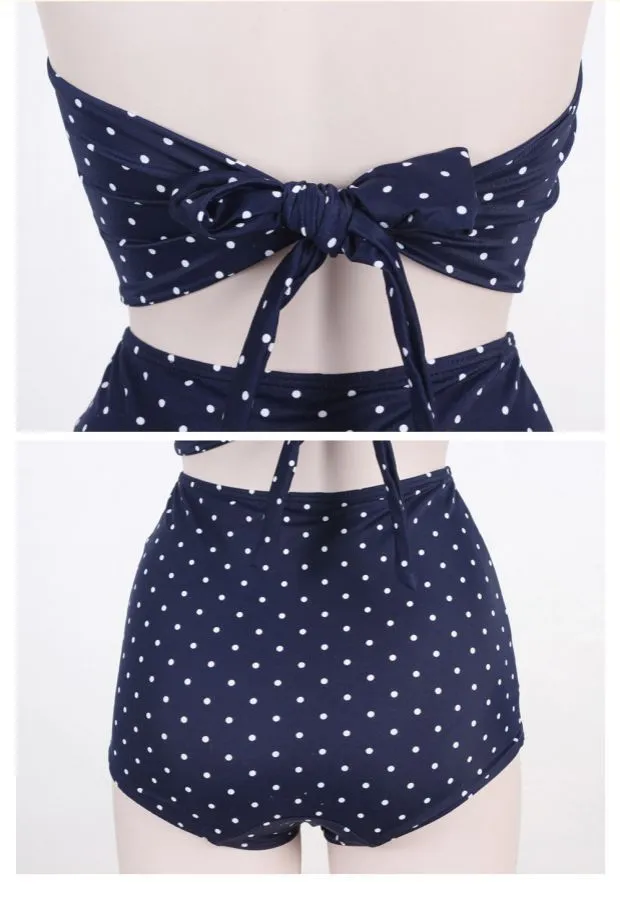 Small chest underwire gathered split swimsuit