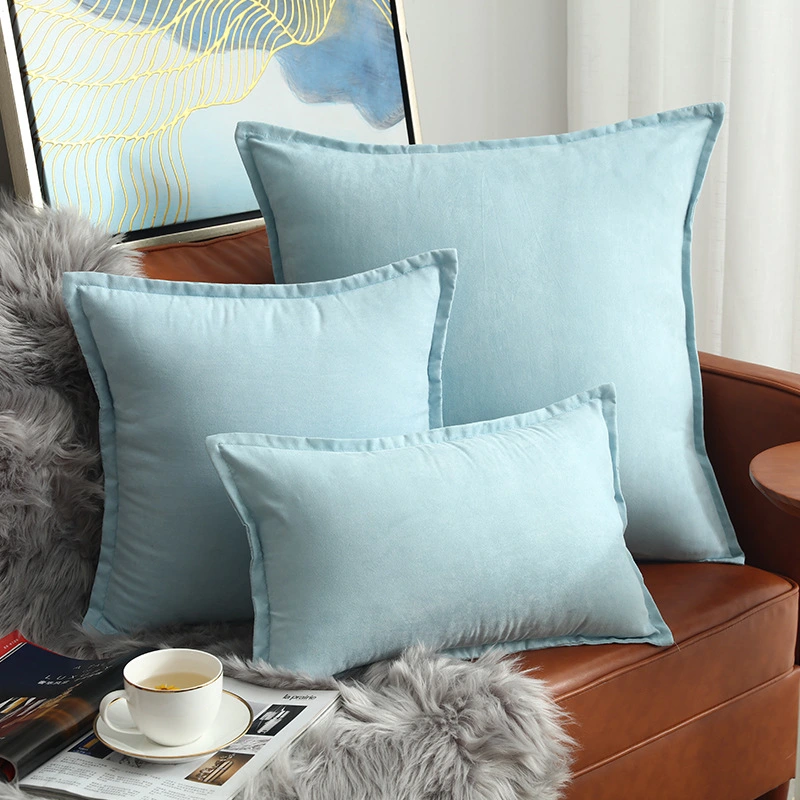 Frilled Nordic Light Luxury Square Pillowcase Suede Bedside Cushion Pillowcase