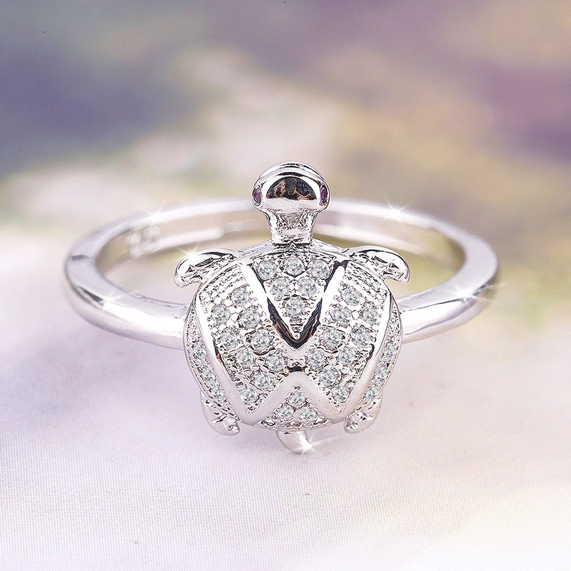 Hot selling diamond ring for women European and American fashion turtle zircon ring