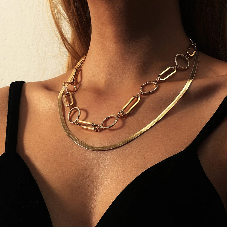 Multilayer Irregular Geometric Chain Snake Bone Flat Chain Lock