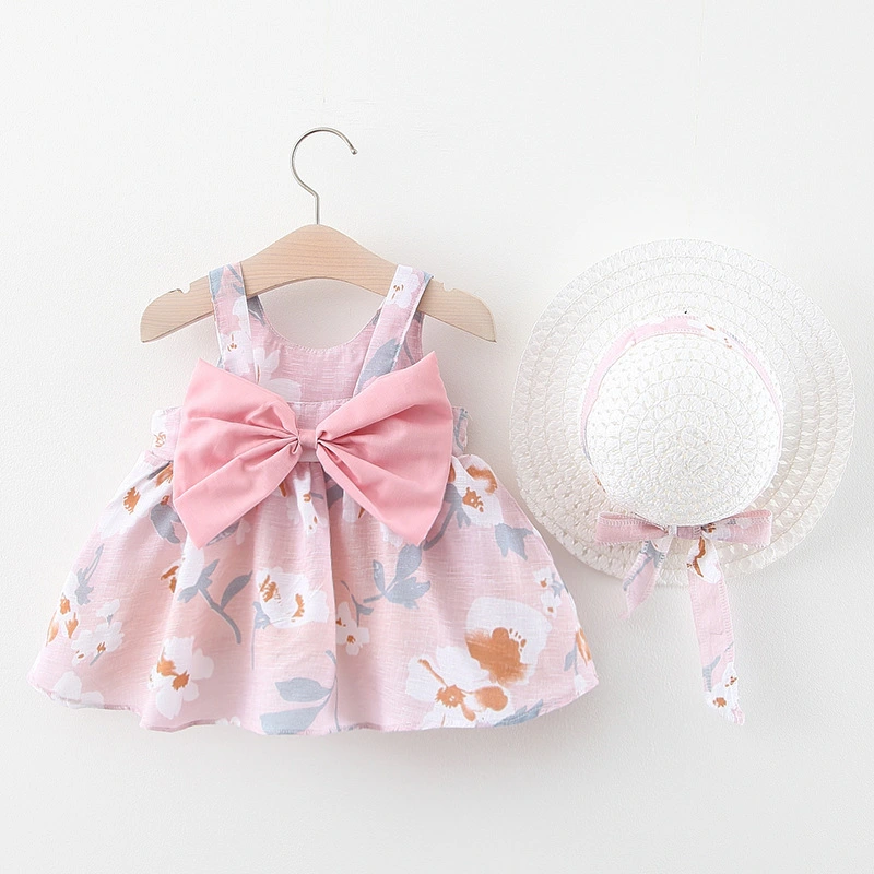 Women's Treasure Skirt Korean Version Treasure Printed Baby Shirt Sling Dress Bowknot Free Hat