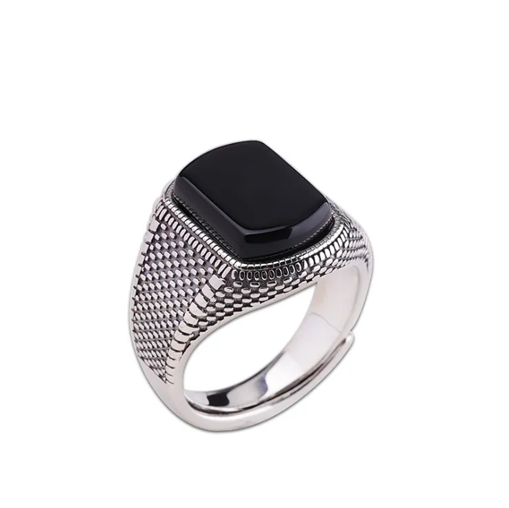 S925 sterling silver jewelry bracelet dazzle black agate ring