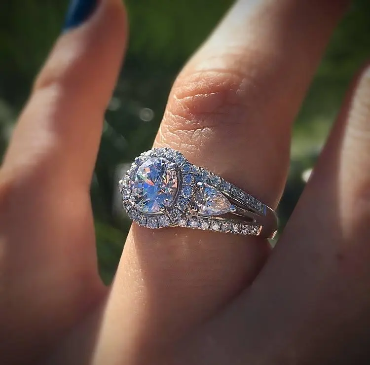 Wish cross-border fashion ring Europe and the United States hot sale zircon jewelry plated platinum jewelry hand jewelry factory direct sales