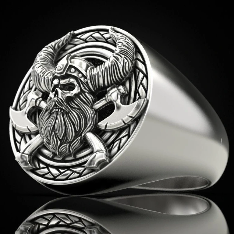Nordic mythology of man's ring with ancient Viking skeleton