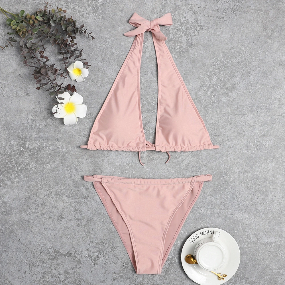  New Fashion Bikini European And American Sexy Bikini Solid Color Cross