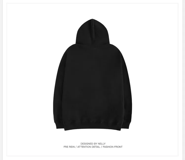 Spring And Autumn New Design Dark Black Hooded Loose Sweater
