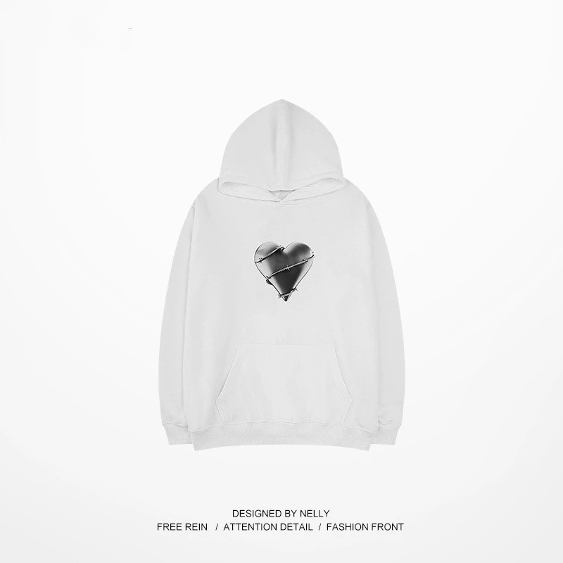 Spring And Autumn New Design Dark Black Hooded Loose Sweater