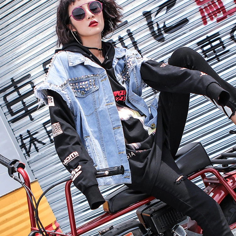 Studded denim vest