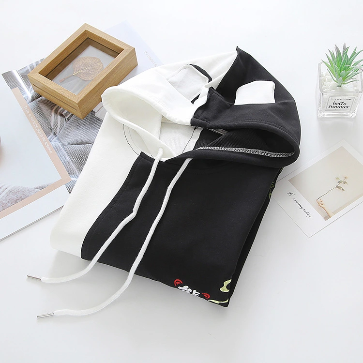 Harajuku Cartoon Panda Embroidery Casual Hooded Sweatshirt Women 