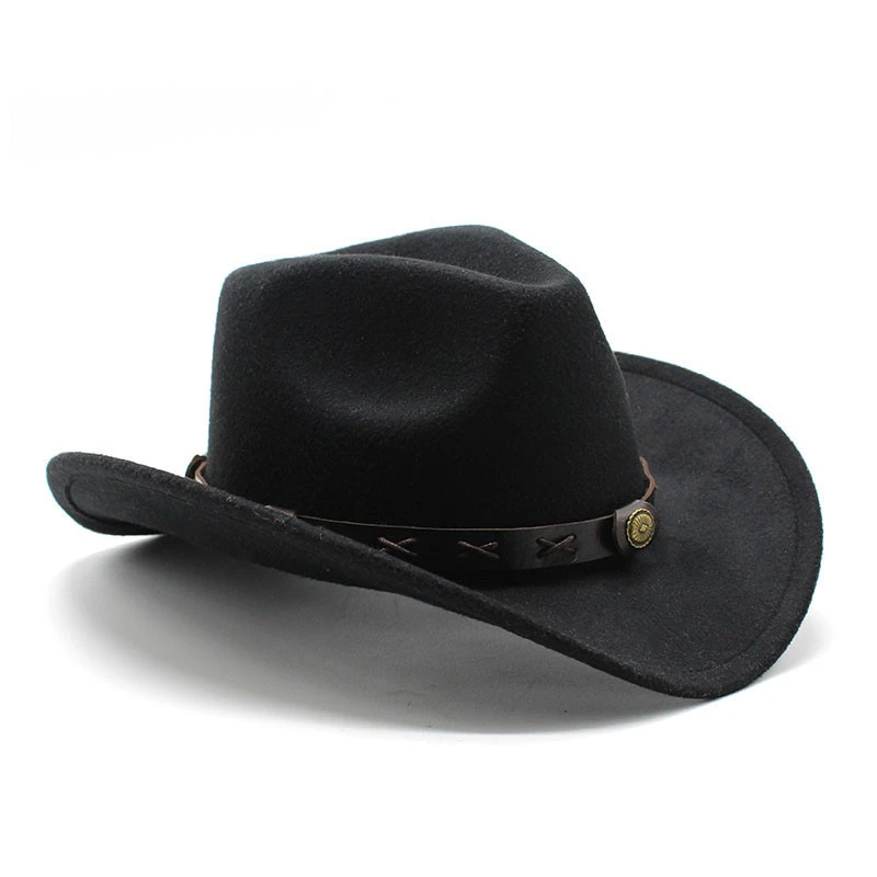 European And American Style Western Cowboy Hat Cross-border Autumn And Winter Woolen Jazz Hat