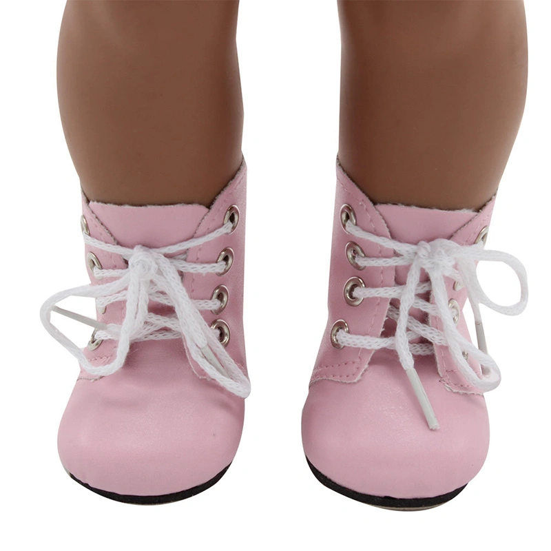 18 Inch Doll Lace-Up Boots American Doll PU Leather Shoes