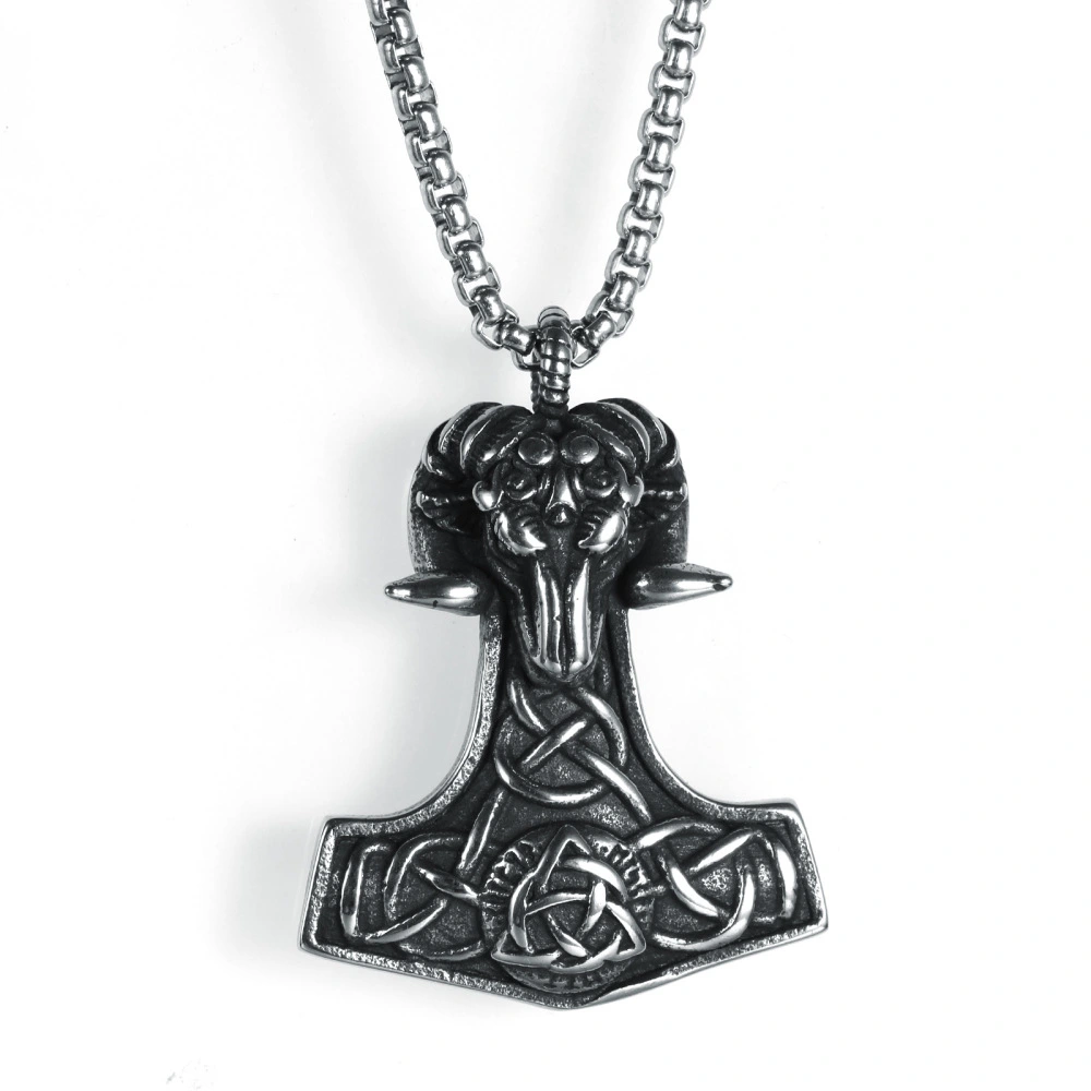 Thor's Hammer Pendant Vintage Skull Claw Titanium Steel Necklace