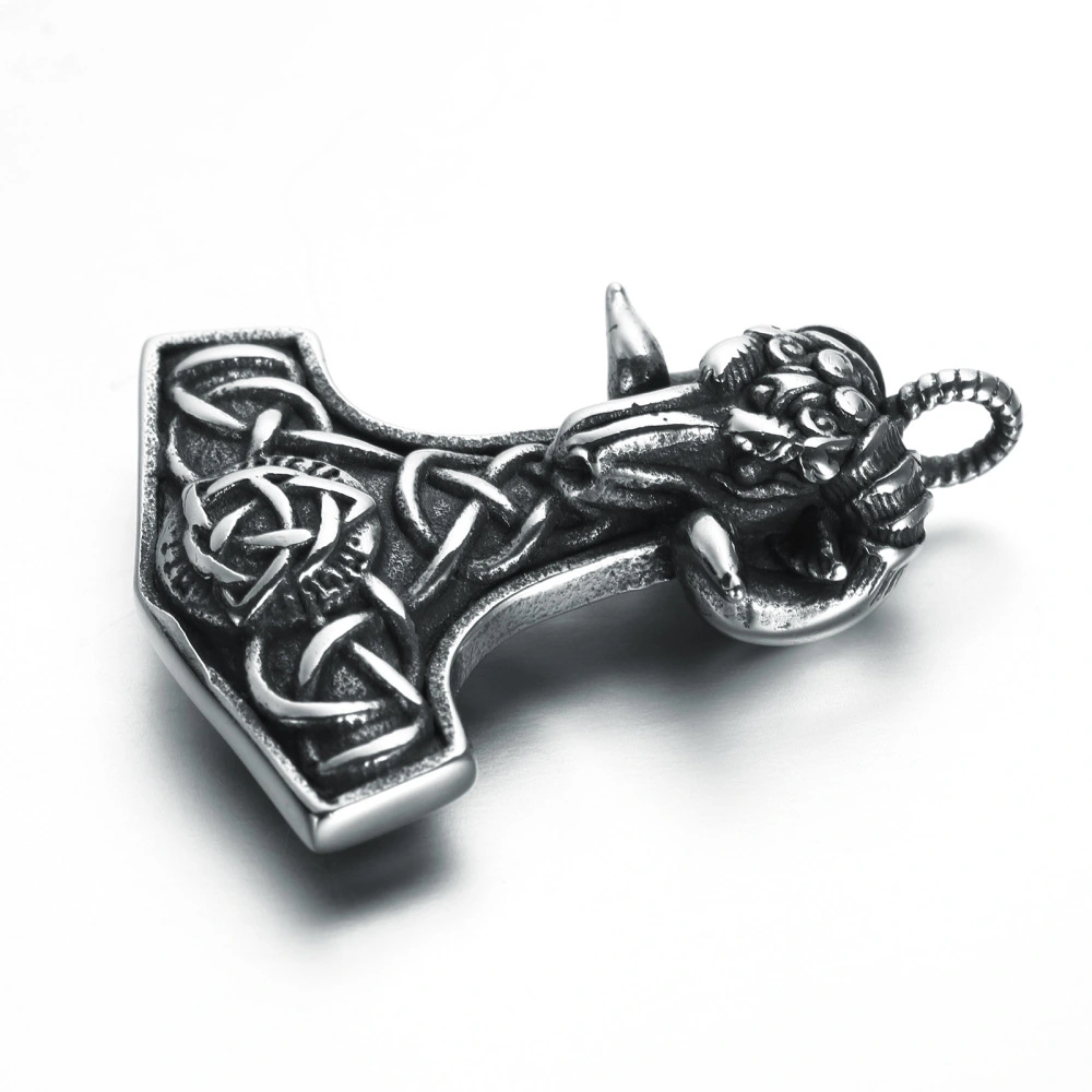Thor's Hammer Pendant Vintage Skull Claw Titanium Steel Necklace