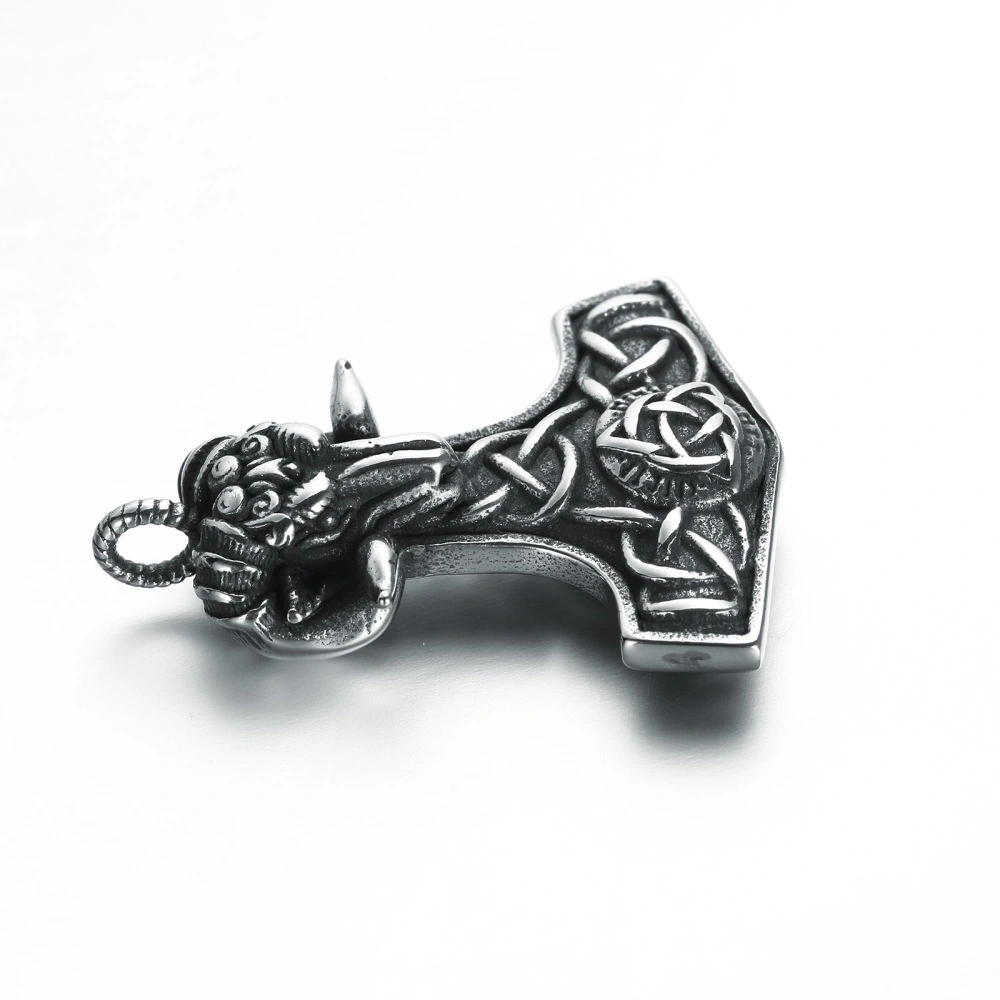 Thor's Hammer Pendant Vintage Skull Claw Titanium Steel Necklace
