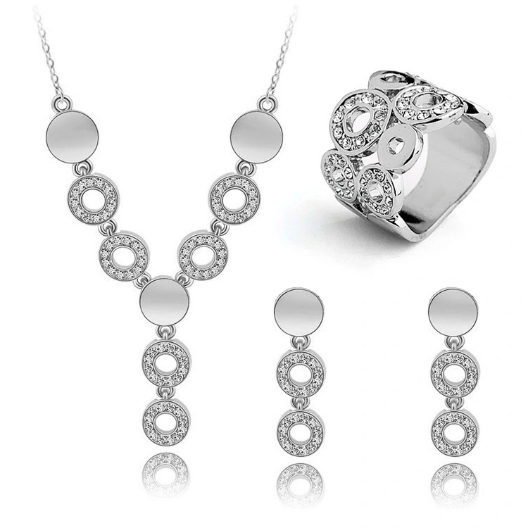 Three-piece set of happiness crystal earrings and ring